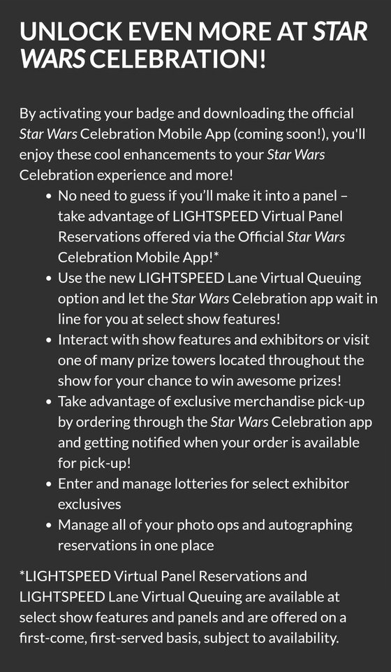 Star Wars Celebration Chicago Lightpass Information
