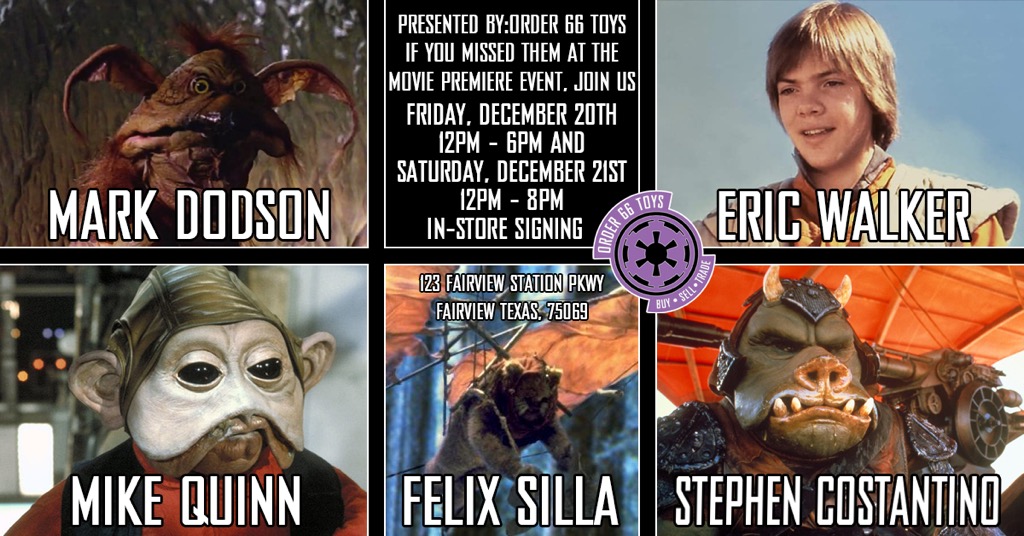 Six Star Wars Actors Appearing At Order 66 Toys In Dallas