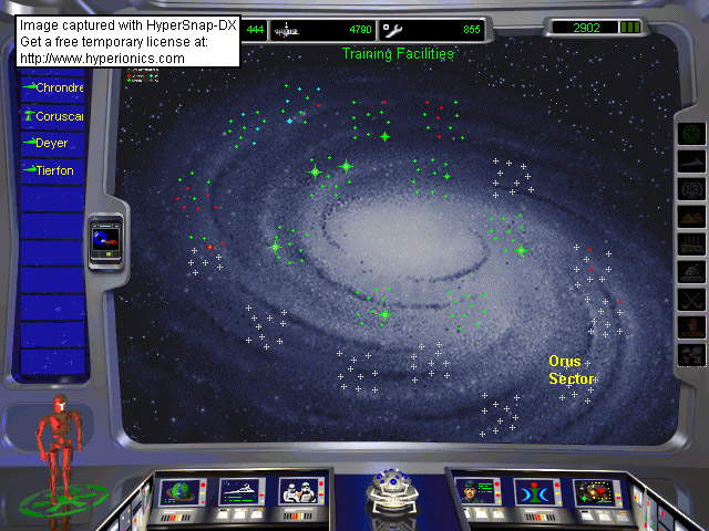The galactic map used in Rebellion shows known and occupied systems 